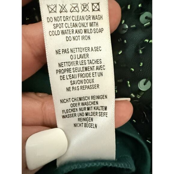 Lush by Jasz Couture Dress Green Sequin Beaded Gown Sz 6 Retail $400 - Picture 10 of 13